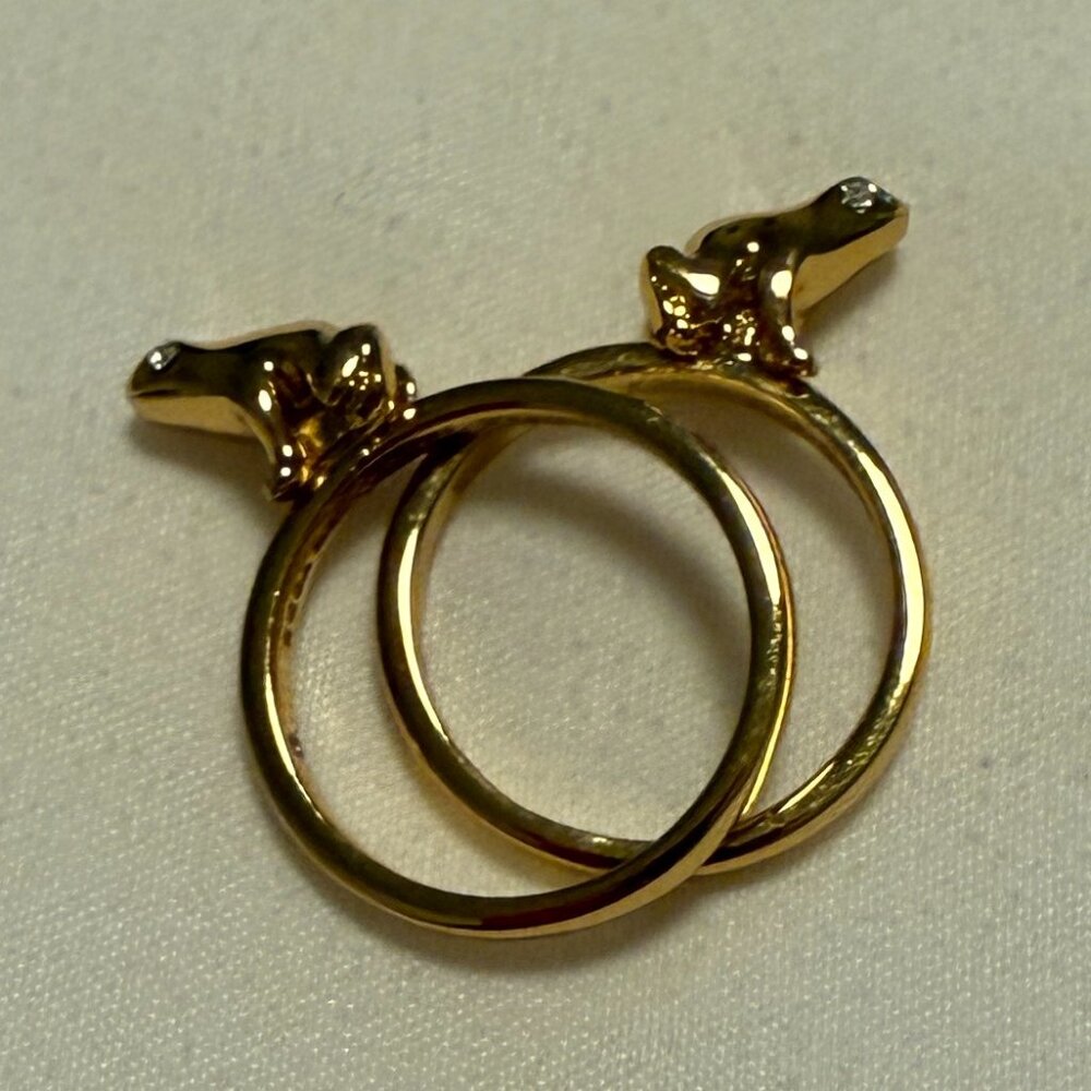 VERY RARE Kate Spade Prince Charming frogs double ring, size 6